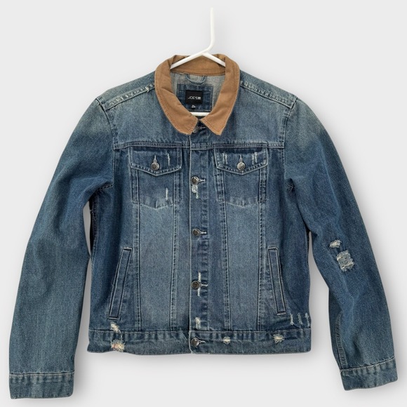 Joe's Jeans Other - Joe's Jeans Denim Jacket Boys XL 18-20 Denim Blue Brown Collared Distressed Work